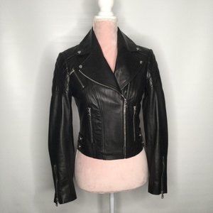 Bebe black lambskin moto jacket